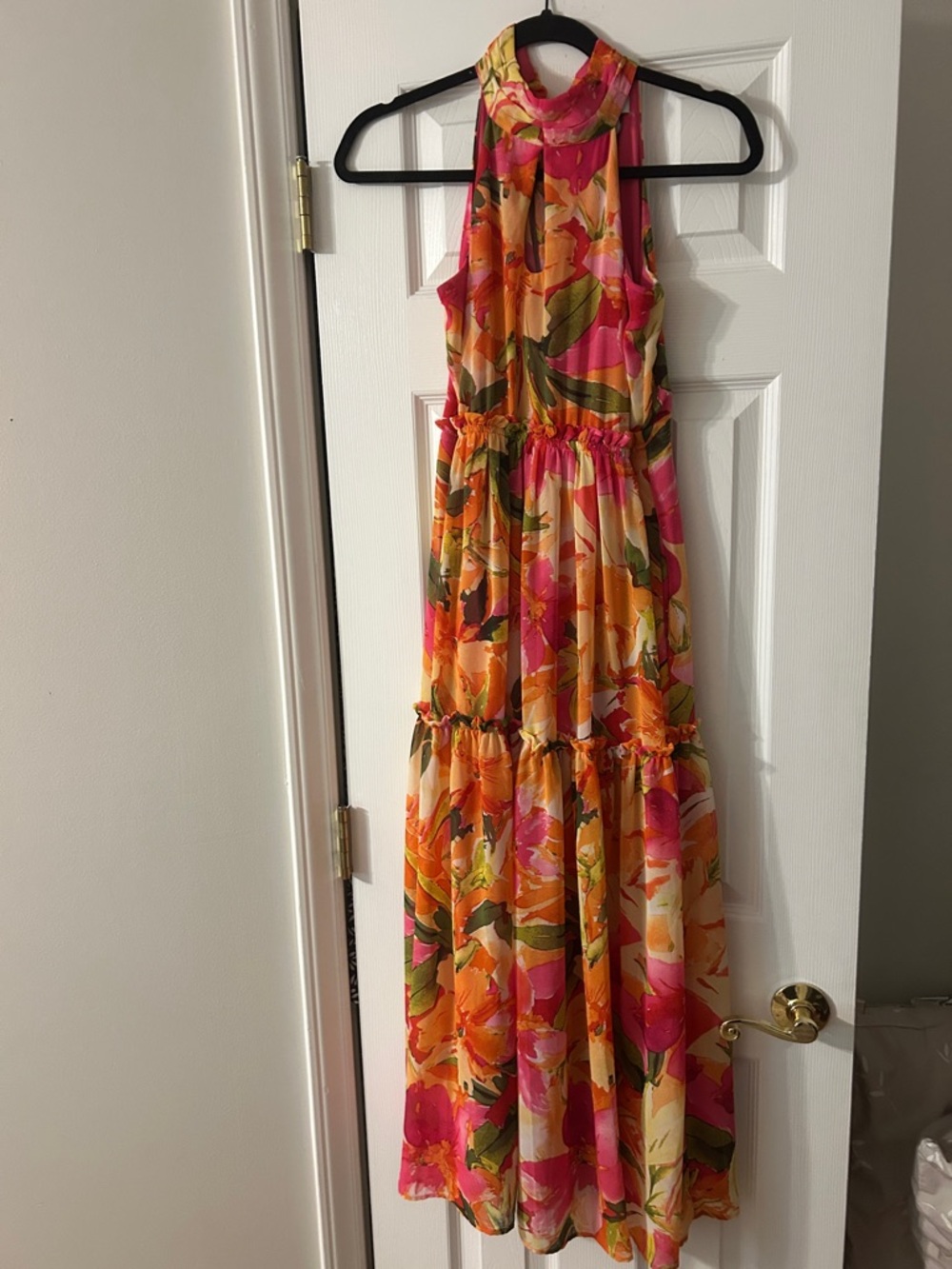 Nicole by Nicole Miller Floral Maxi Dress in Pink, Orange, Green